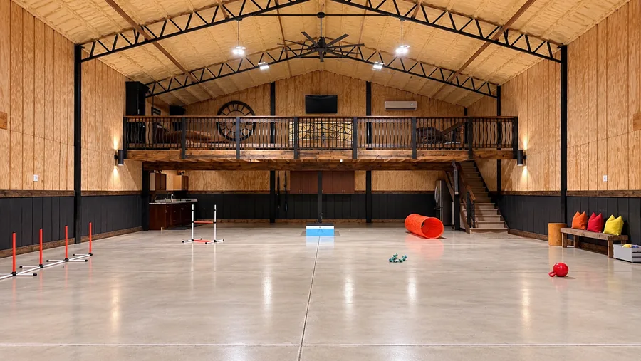 Large indoor training facility with mezzanine