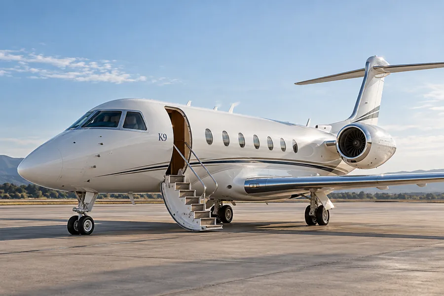 A private jet on the tarmac